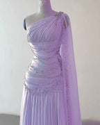 A Line One Shoulder Pink Chiffon Classy Evening Gown Classy Prom Dress (For Sue Nardi)
