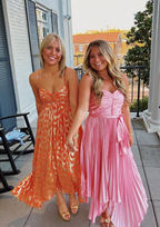 A-Line Orange Classy Prom Dress Fashion Party Classy Evening Dress