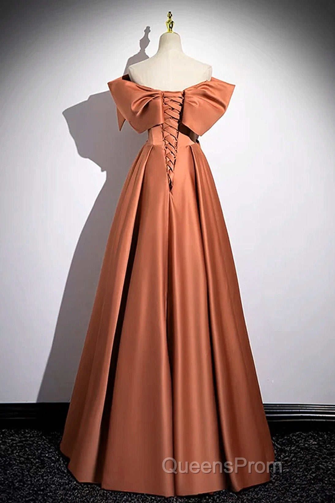 A-Line Orange Satin Beaded Sweetheart Evening Prom Dress, Orange Long Evening Dress Secondary image