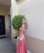 A Line Pink Backless Prom Dress Long Pink Classy Prom Dress