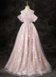 A-Line Pink Lace And Tulle Sweetheart Party Dress, Pink Tulle Classy Prom Dress