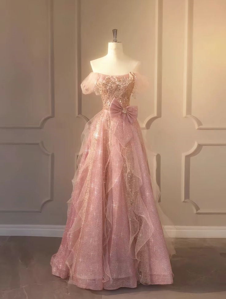 A Line Pink Long Party Dress Glam Classy Prom Dress Classy Gown Main image