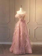 A Line Pink Long Party Dress Glam Classy Prom Dress Classy Gown