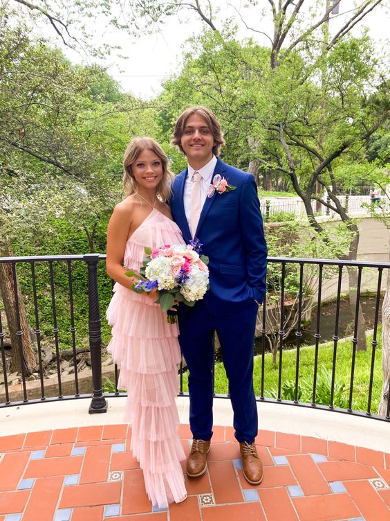 A-Line Pink Long Classy Prom Dress , Unique Classy Prom Dress