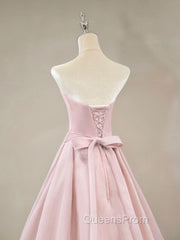 A Line Pink Long Evening Prom Dress, Evening Pink Bridesmaid Dress