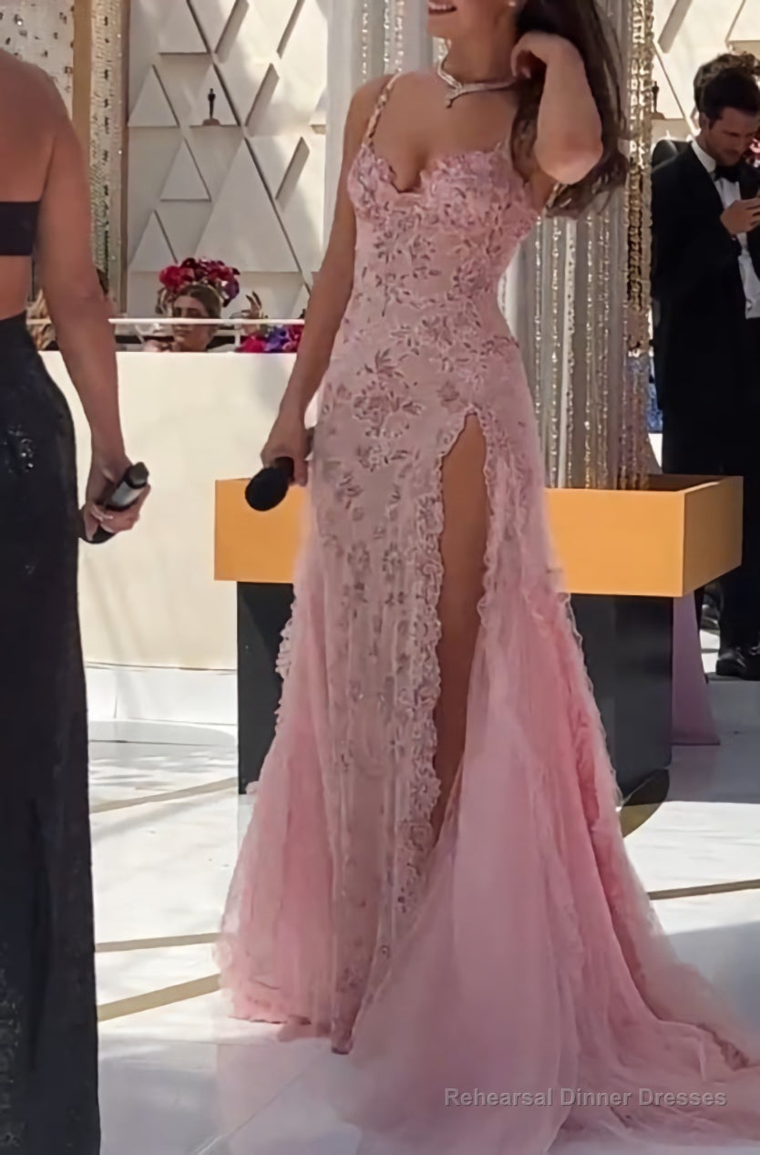 A line Pink Long Prom Dresses Party Evening Gowns Main image