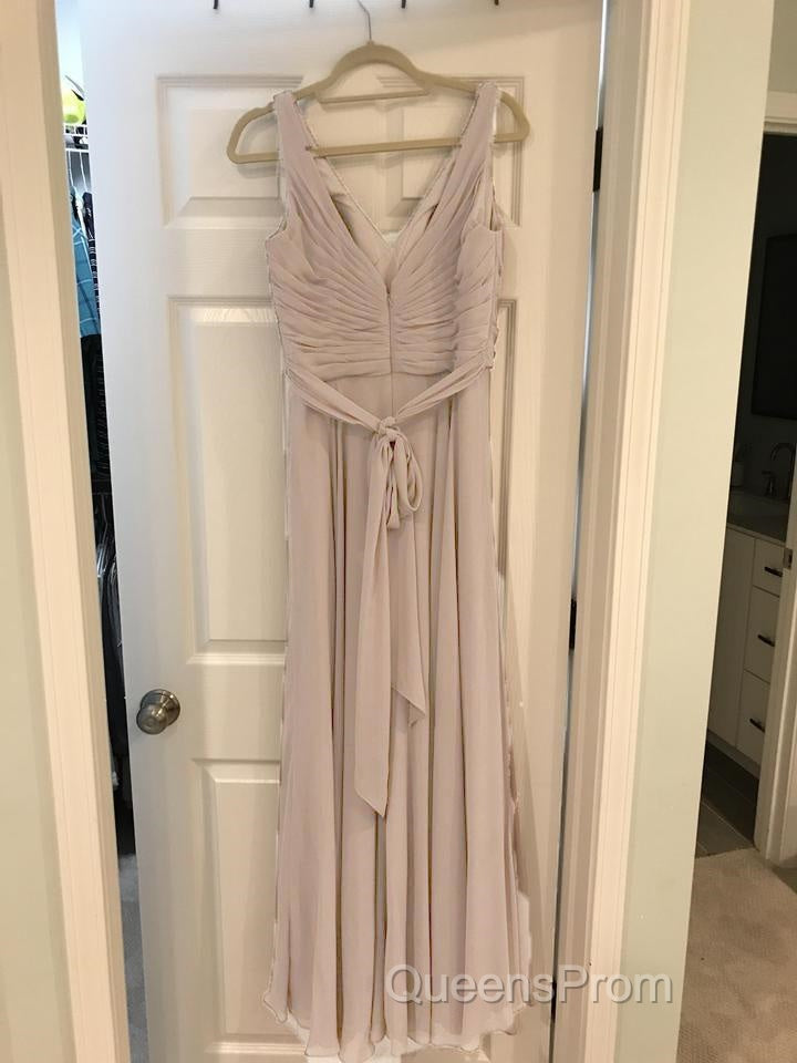 A-Line Pleated Chiffon V-Neck Long Bridesmaid Dress Secondary image