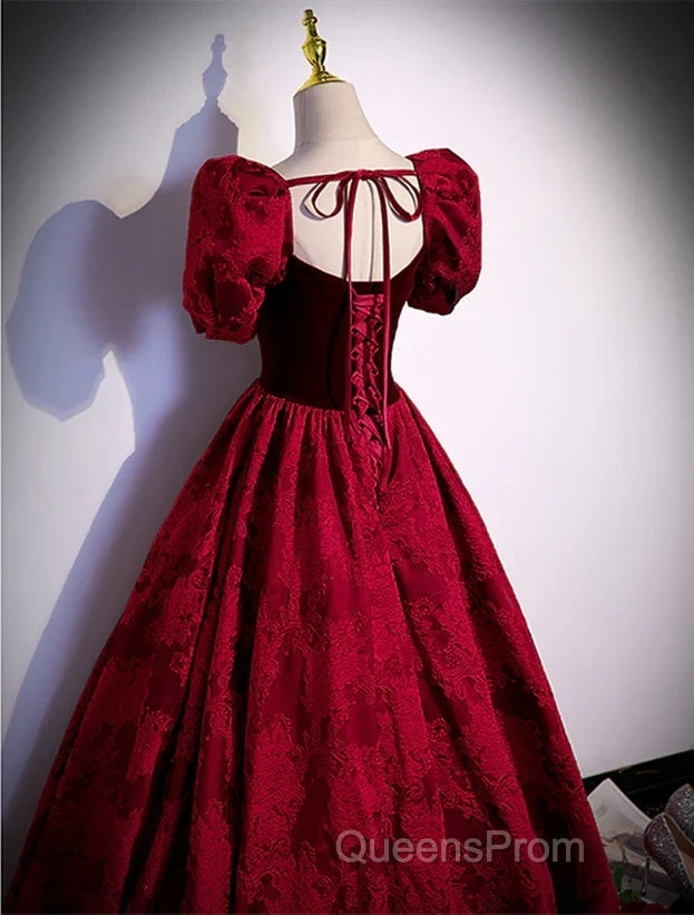 A-Line Princess Ballgown Sweetheart Short Sleeves Long Party Dress Evening Dress Evening Prom Dress