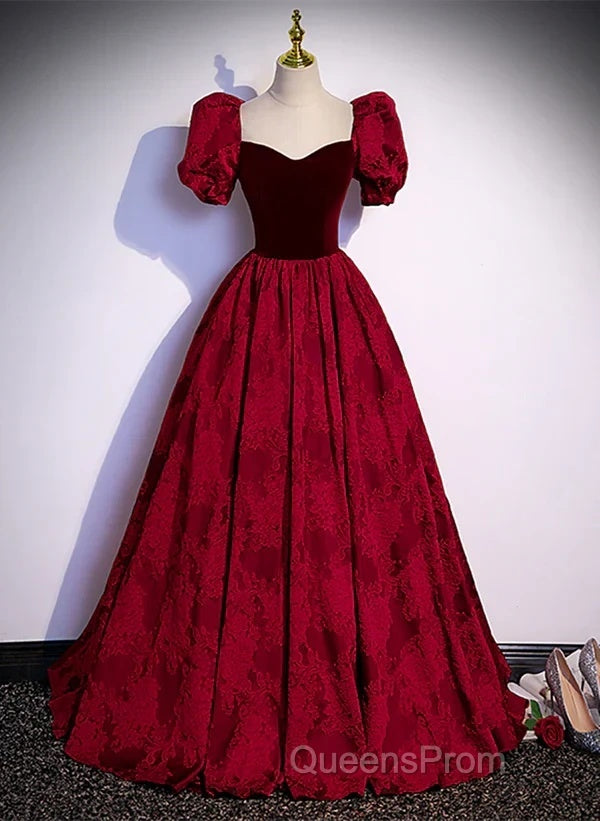 A-Line Princess Ballgown Sweetheart Short Sleeves Long Party Dress Evening Dress Evening Prom Dress