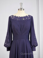 A-Line/Princess Bateau Asymmetrical Chiffon Mother of the Bride Dress