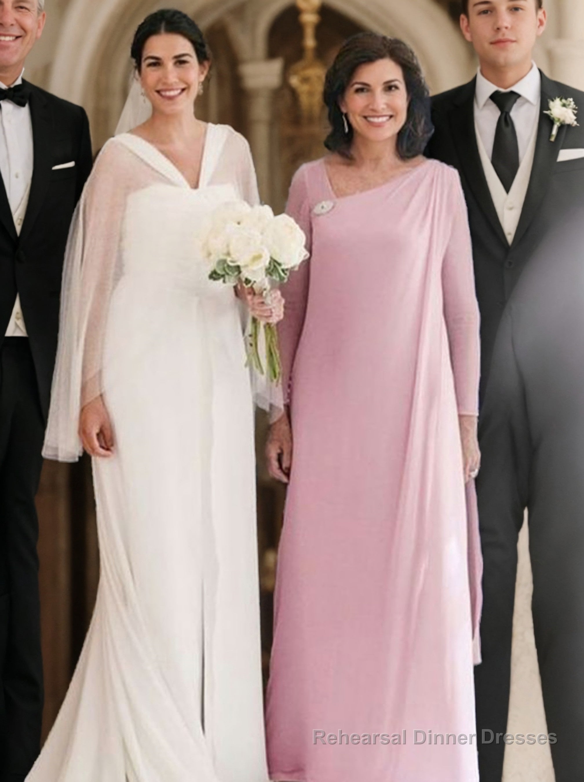 A-Line/Princess Bateau Floor-Length Chiffon Mother of the Bride Dresses Secondary image