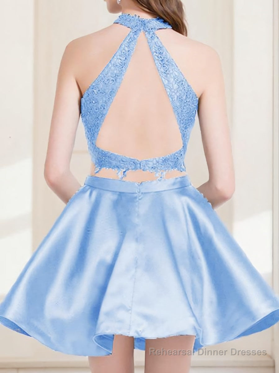 A-Line/Princess Halter Short/Mini Satin Homecoming Dresses Secondary image