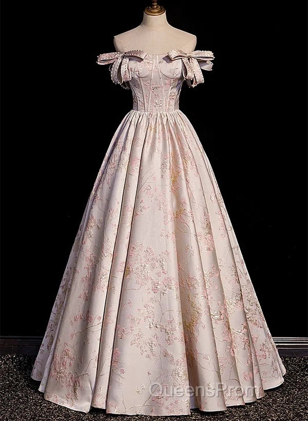 A-Line Princess Off Shoulder Floral Long Party Dress Sweetheart Evening Prom Dress Evening Dress