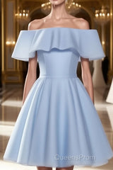 A-Line/Princess Off-the-Shoulder Short/Mini Chiffon Homecoming Dress With Ruffles