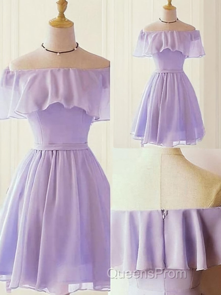 A-Line/Princess Off-the-Shoulder Short/Mini Chiffon Homecoming Dress With Ruffles Secondary image