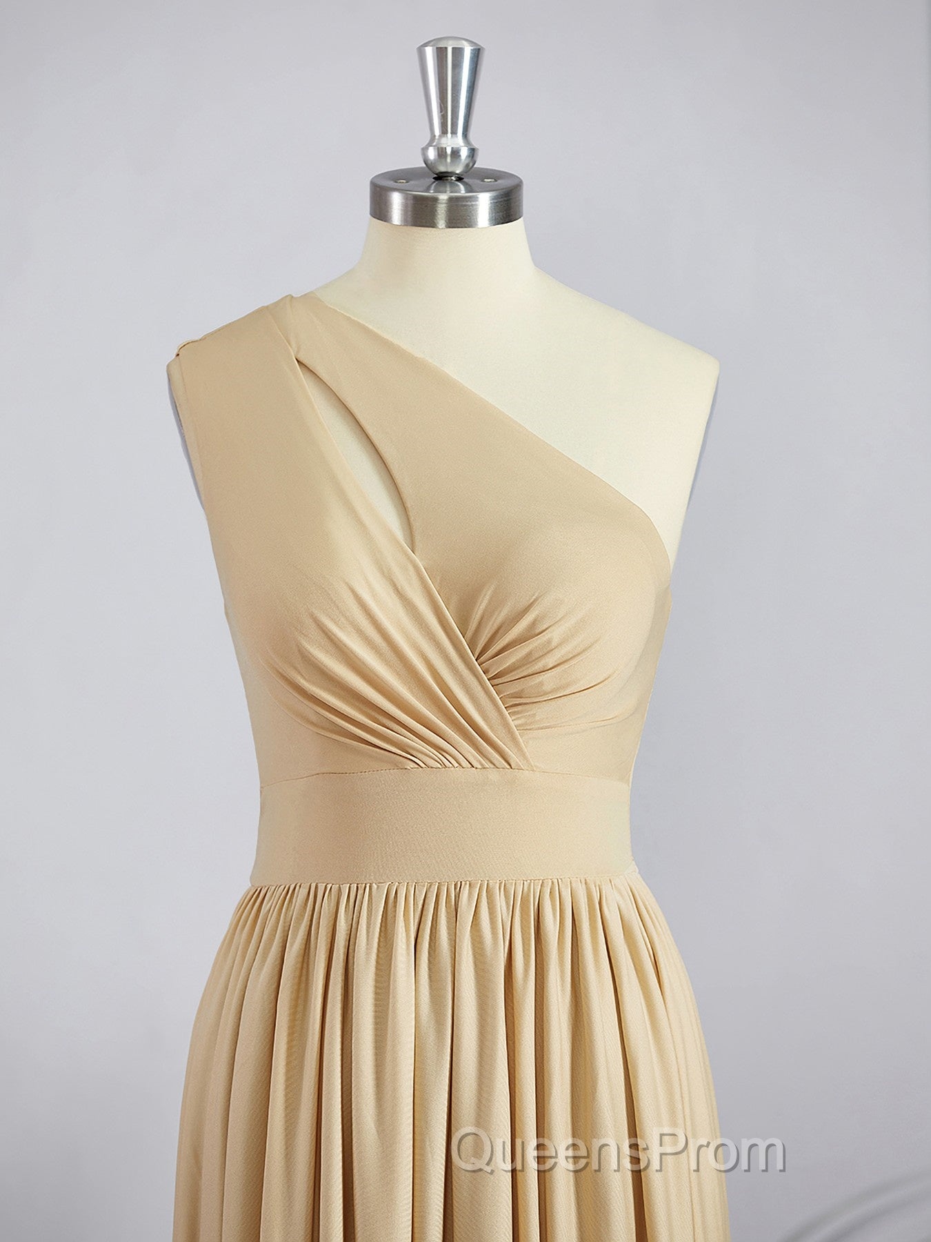 A-Line/Princess One-Shoulder Floor-Length Jersey Bridesmaid Dress with Leg Slit