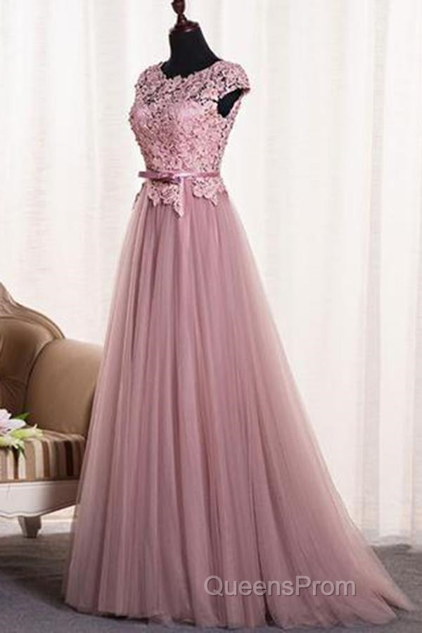 A-Line/Princess Sash Tulle Floor-Length Lace Evening Prom Dress Secondary image