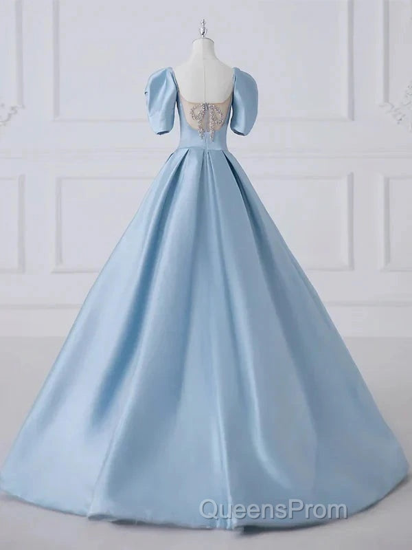 A-Line Princess Satin Blue Long Evening Prom Dress Quinceanera Dress Elegant Evening Dress Secondary image
