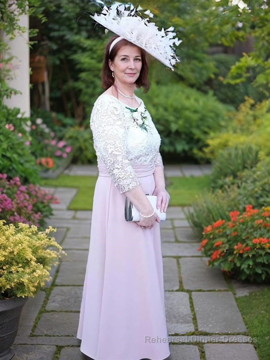 A-Line/Princess Scoop Ankle-Length Charmeuse Mother of the Bride Dresses With Applique Main image