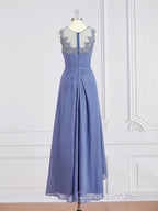 A-Line/Princess Scoop Asymmetrical Chiffon Mother of the Bride Dress With Appliques Lace
