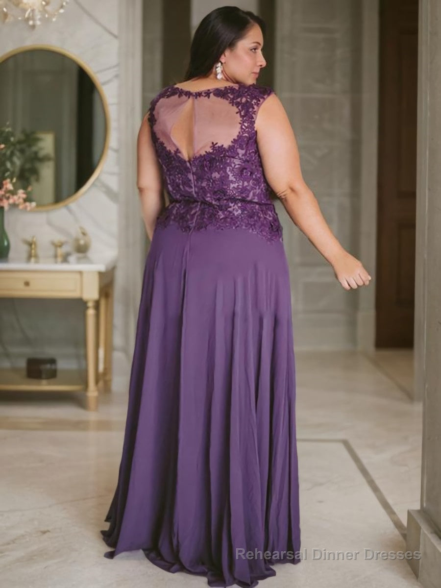 A-Line/Princess Scoop Floor-Length Chiffon Mother of the Bride Dresses With Appliques Lace Secondary image