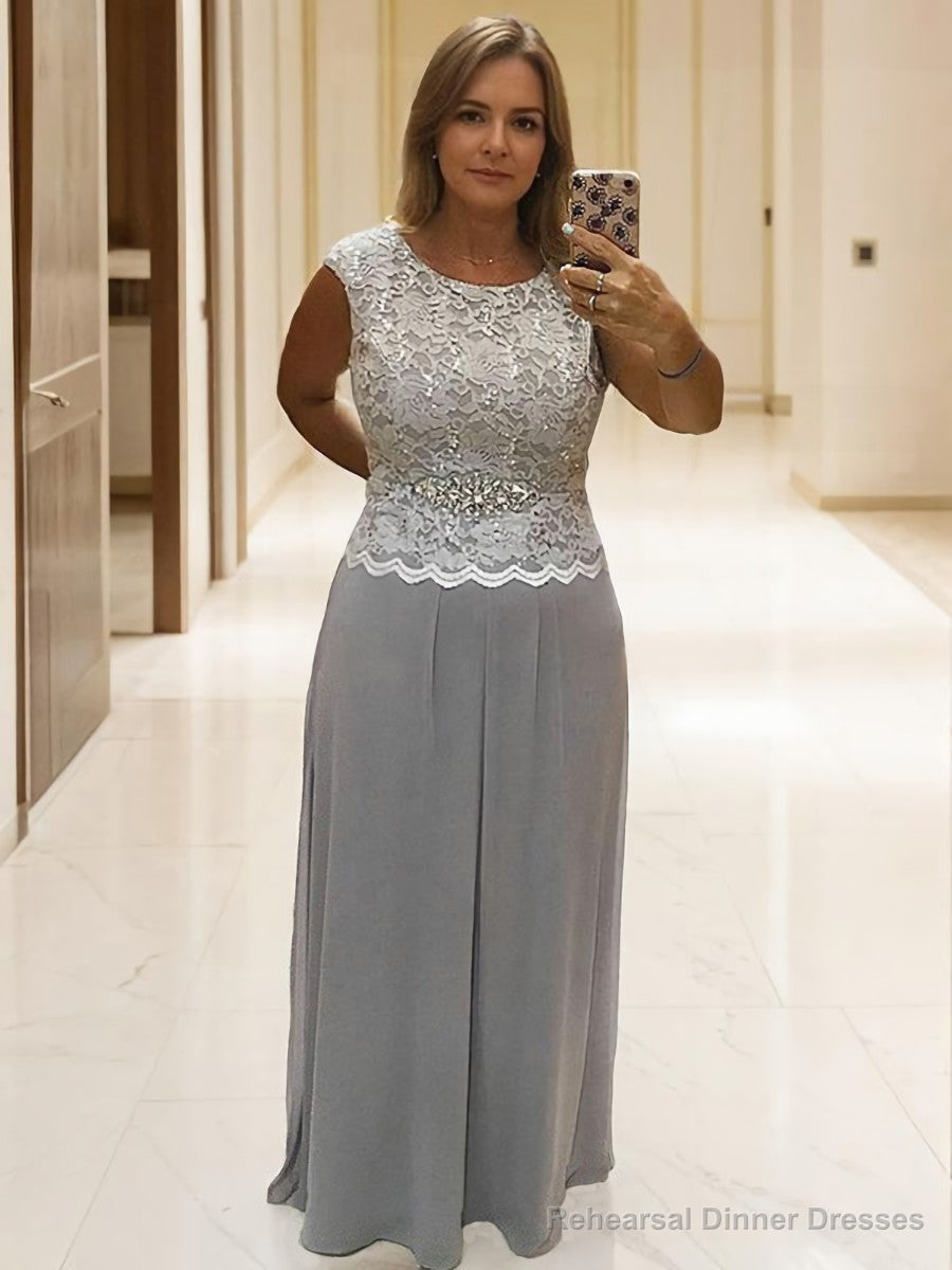 A-Line/Princess Scoop Floor-Length Chiffon Mother of the Bride Dresses With Lace Main image