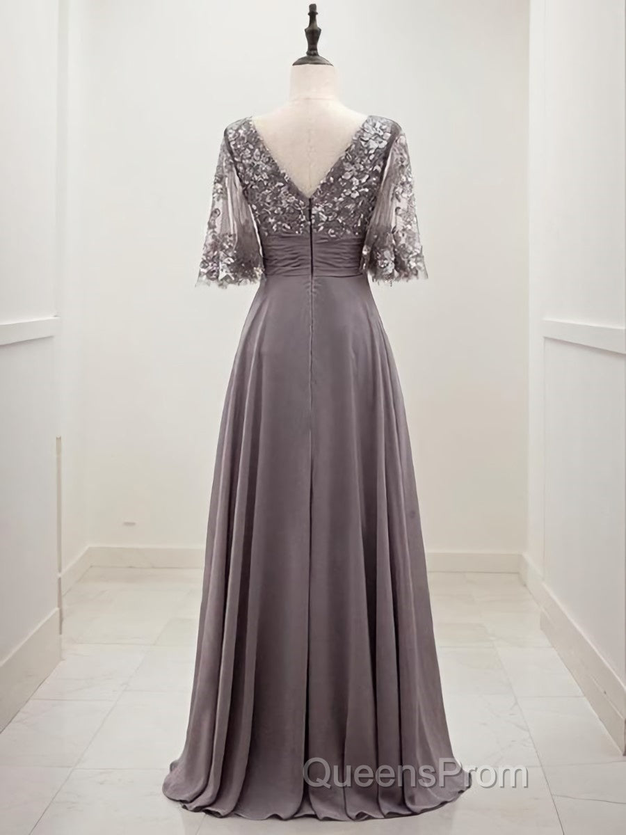 A-line/Princess Scoop Floor-Length Chiffon Mother of the Bride Dress With Pleats