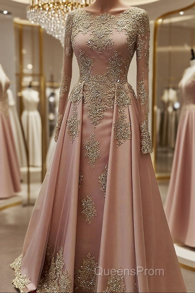A-Line/Princess Scoop Floor-Length Tulle Evening Dress With Appliques Lace Main image