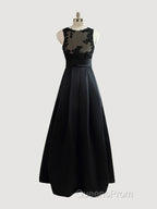 A-Line/Princess Scoop Sweep Train Satin Mother of the Bride Dress