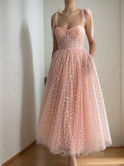 A-Line/Princess Spaghetti Straps Ankle-Length Homecoming Dress