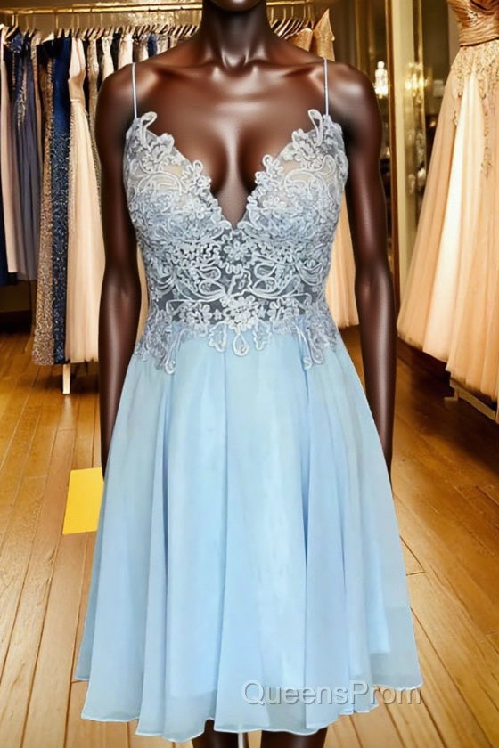 A-Line/Princess Spaghetti Straps Short/Mini Chiffon Homecoming Dress Main image