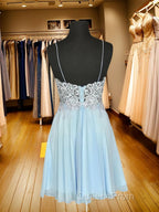 A-Line/Princess Spaghetti Straps Short/Mini Chiffon Homecoming Dress