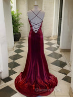 A-Line/Princess Spaghetti Straps Sweep Train Velvet Evening Prom Dress With Leg Slit