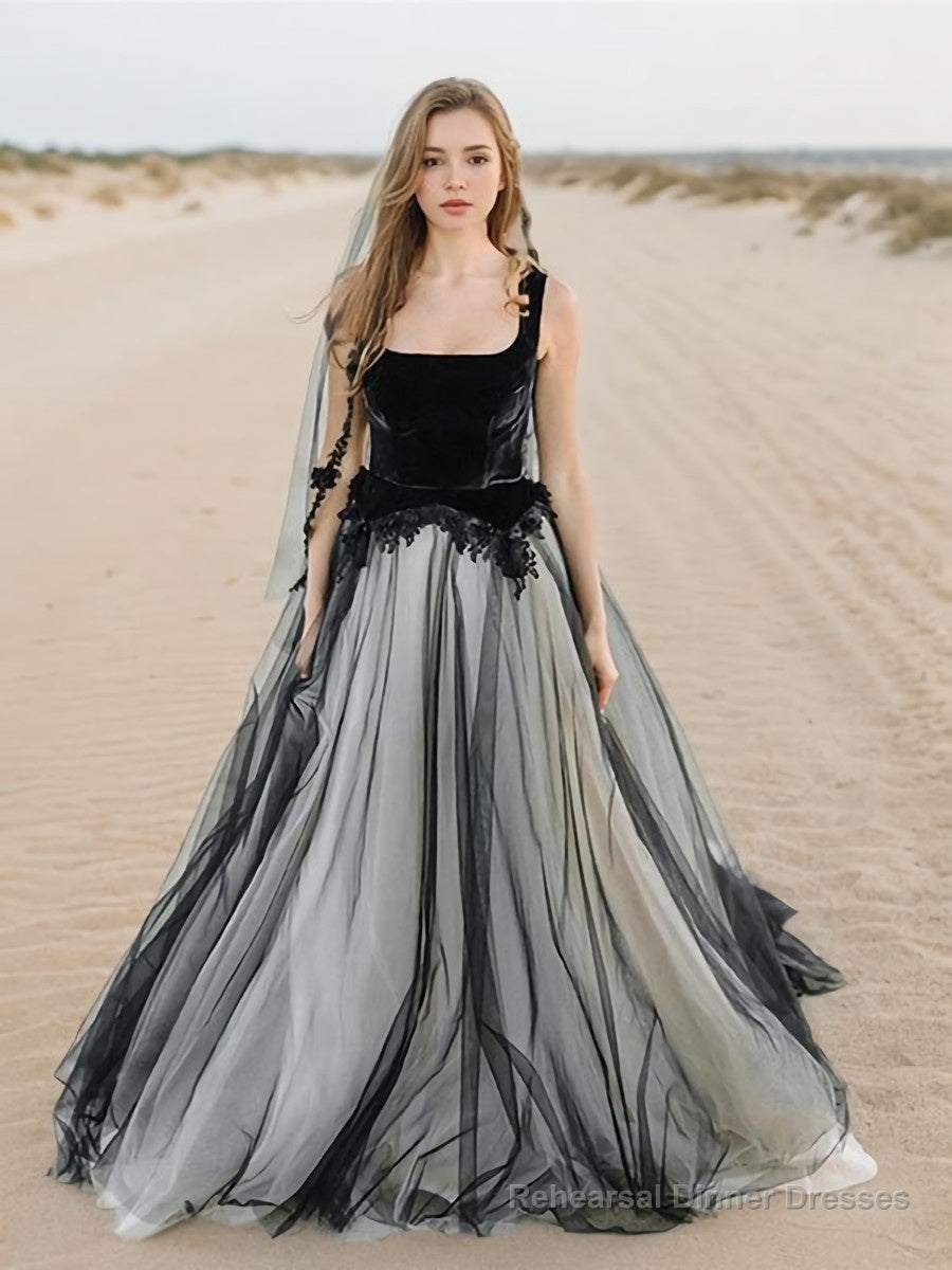 A-line/Princess Square Sweep Train Tulle Wedding Dress Main image