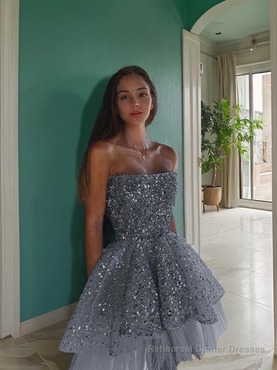 A-Line/Princess Strapless Short/Mini Homecoming Dresses With Ruffles Main image