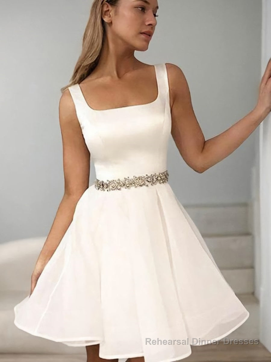 A-Line/Princess Straps Short/Mini Organza Homecoming Dresses With Beading Main image