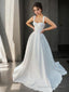 A-Line/Princess Straps Sweep Train Satin Wedding Dresses