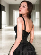 A-Line/Princess Straps Tea-Length Lace Homecoming Dresses With Ruffles