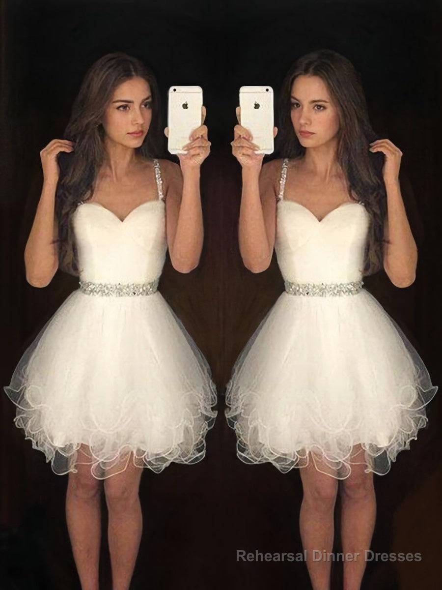 A-Line/Princess Sweetheart Short/Mini Tulle Homecoming Dresses With Beading Main image