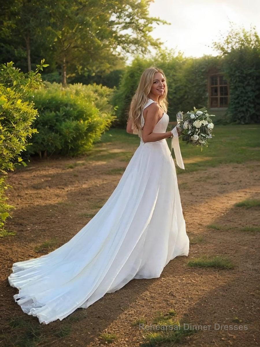 A-Line/Princess Sweetheart Sweep Train Organza Wedding Dresses Secondary image