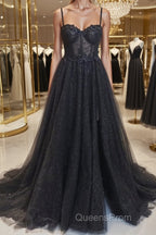 A-Line/Princess Sweetheart Sweep Train Evening Prom Dress With Leg Slit