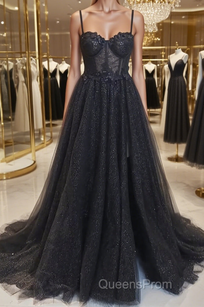A-Line/Princess Sweetheart Sweep Train Evening Prom Dress With Leg Slit