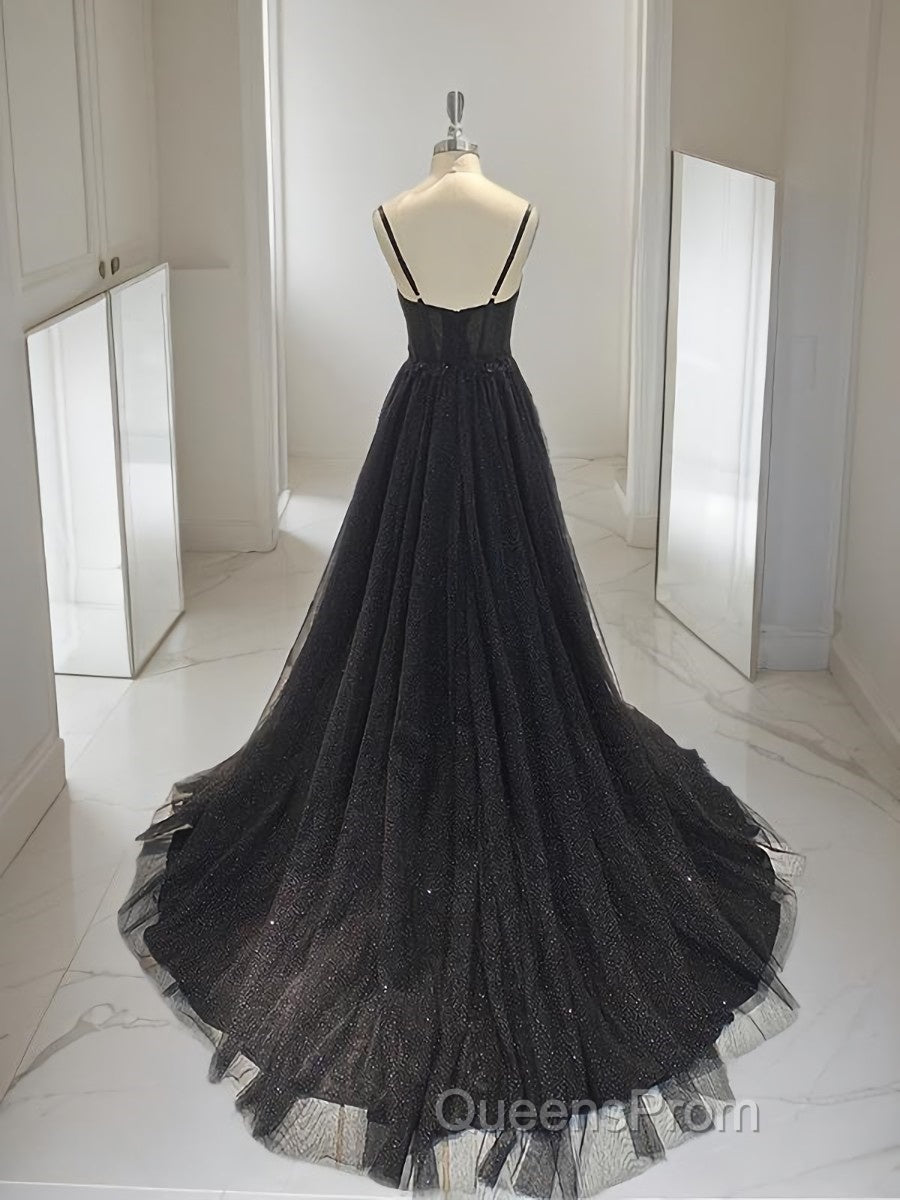 A-Line/Princess Sweetheart Sweep Train Evening Prom Dress With Leg Slit Secondary image
