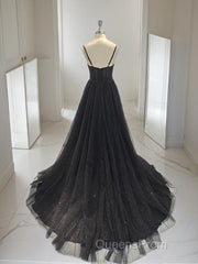 A-Line/Princess Sweetheart Sweep Train Evening Prom Dress With Leg Slit