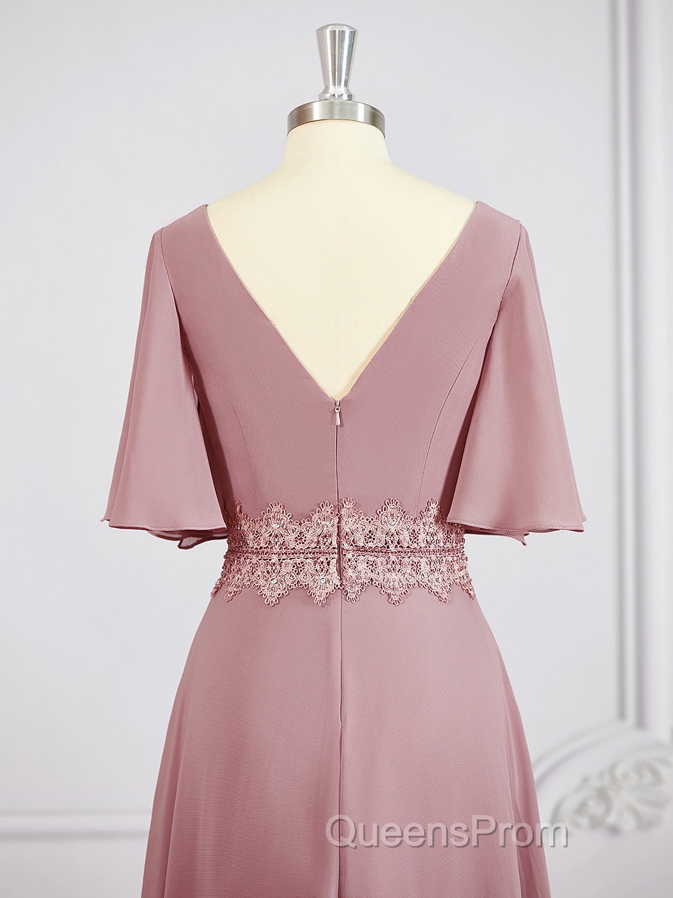 A-Line/Princess V-neck Chiffon Floor-Length Mother of the Bride Dress