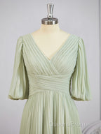 A-Line/Princess V-neck Floor-Length Chiffon Mother of the Bride Dress