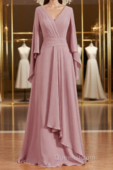 A-Line/Princess V-neck Floor-Length Chiffon Mother of the Bride Dress