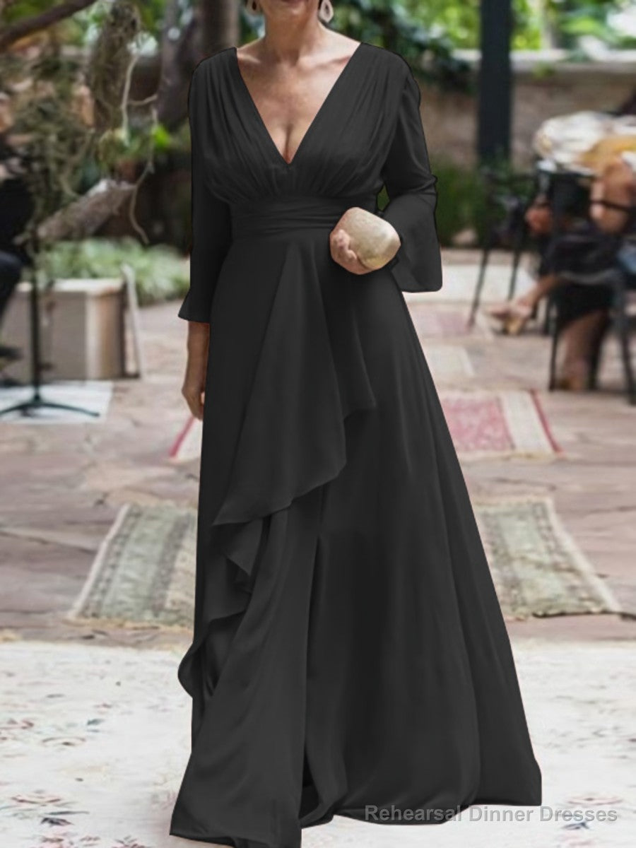 A-Line/Princess V-neck Floor-Length Chiffon Mother of the Bride Dresses With Ruffles Secondary image