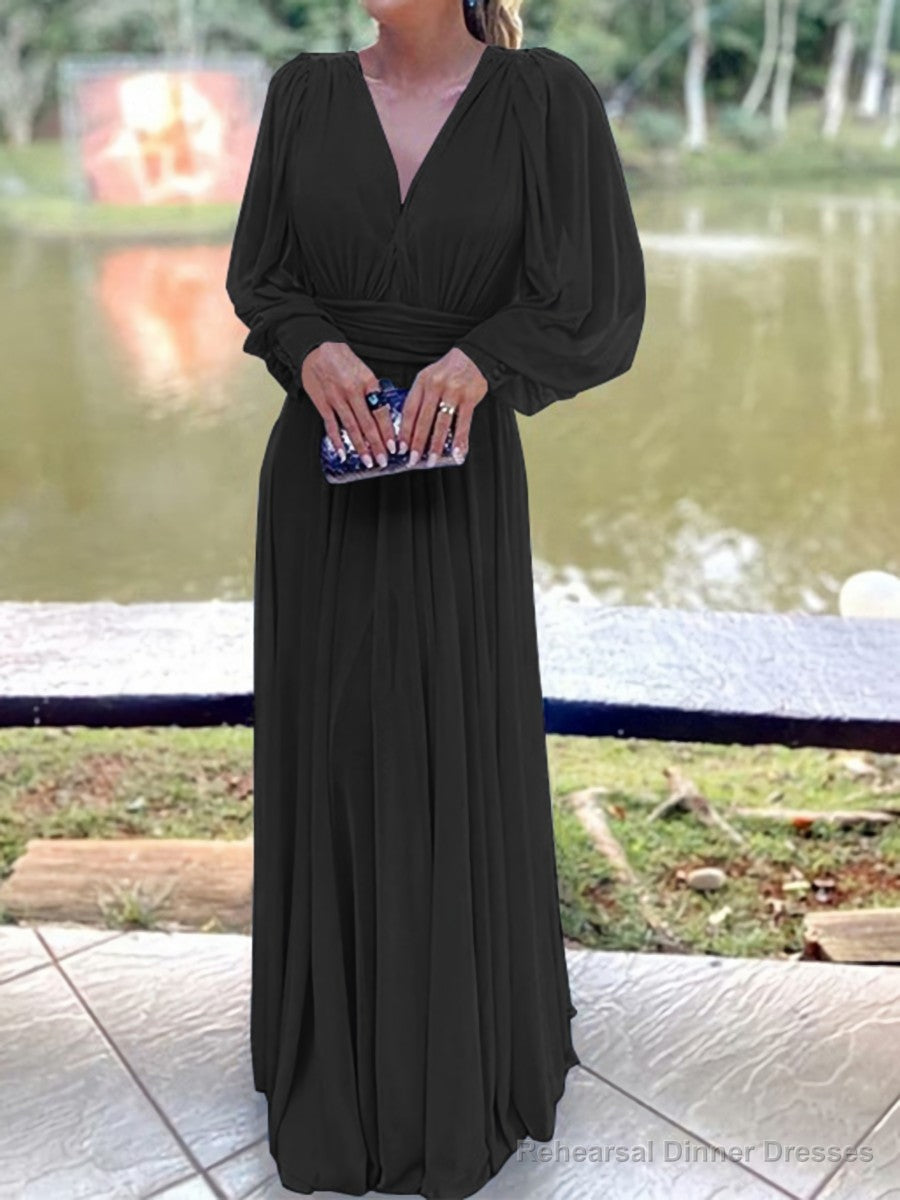 A-Line/Princess V-neck Floor-Length Chiffon Mother of the Bride Dresses With Ruffles Secondary image