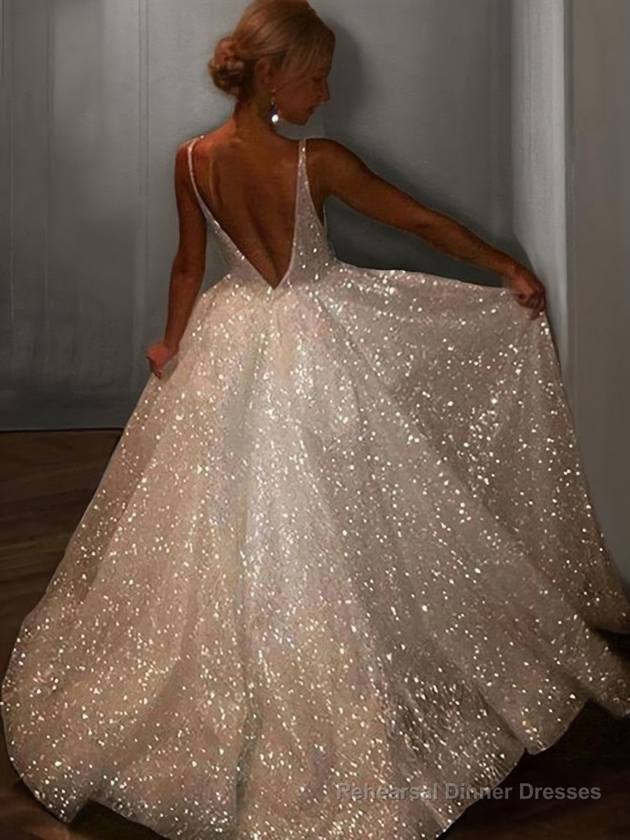 A-Line/Princess V-neck Floor-Length Prom Dresses Main image